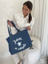 COTTON BAG “NANCY” – DARK JEANS 💙 (43x15x36 cm)