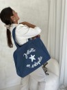 COTTON BAG “NANCY” – DARK JEANS 💙 (43x15x36 cm)