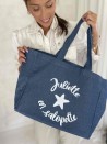COTTON BAG “NANCY” – DARK JEANS 💙 (43x15x36 cm)