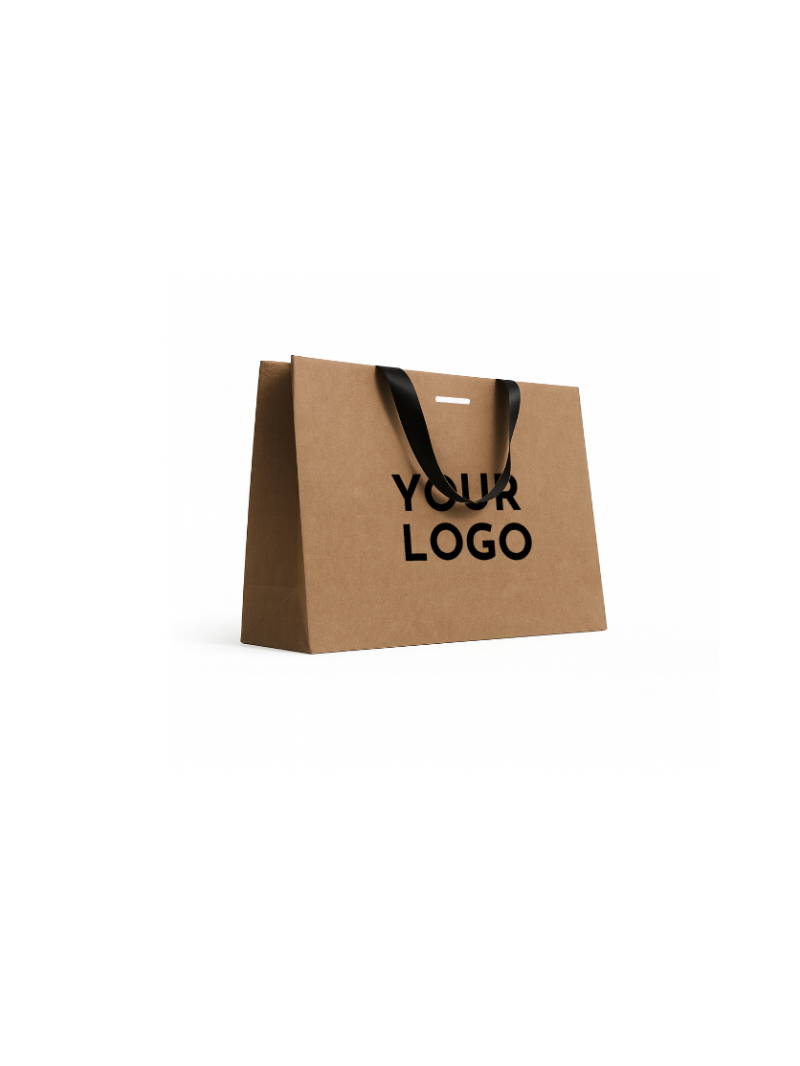 Luxus-Papiertüte Kraft – schwarze Henkel – M (35 x 12 x 25 cm)