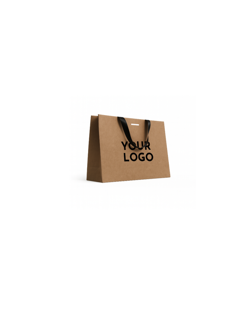 Luxus-Papiertüte Kraft – schwarze Henkel – M (35 x 12 x 25 cm)