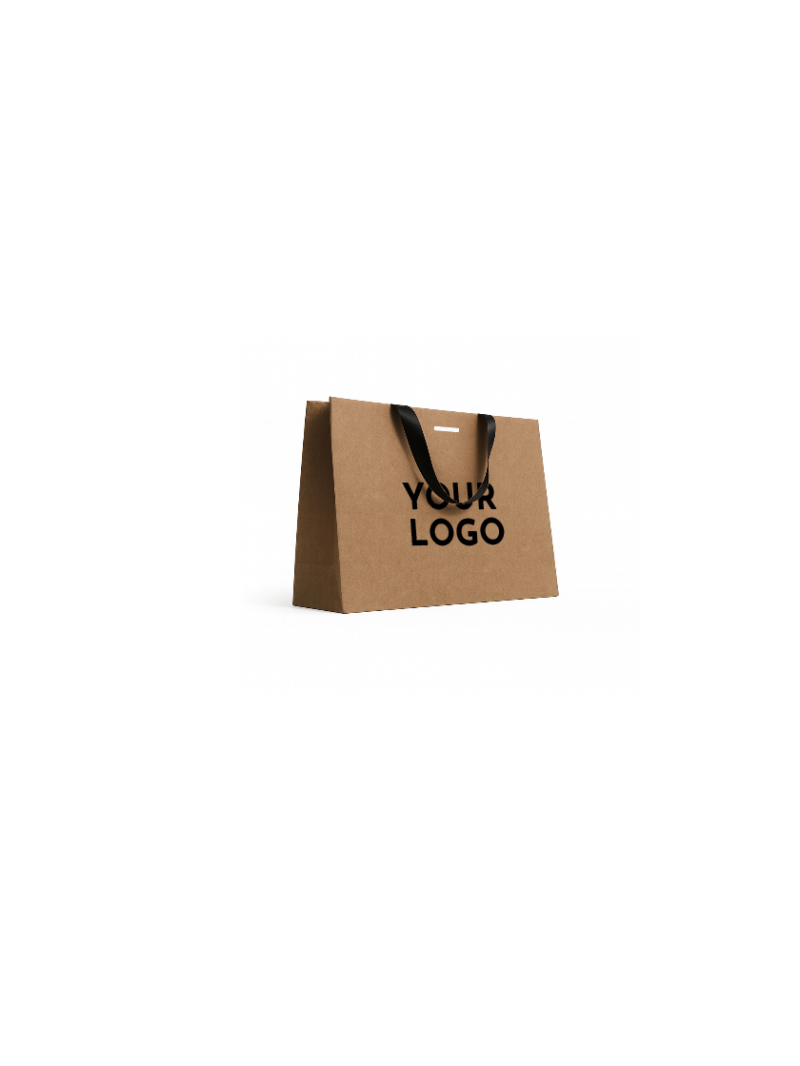 Luxus-Papiertüte Kraft – schwarze Henkel – S (25 x 10 x 20 cm)