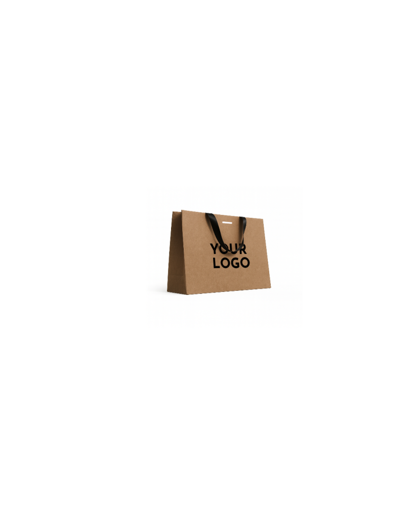 Luxus-Papiertüte Kraft – schwarze Henkel – S (25 x 10 x 20 cm)