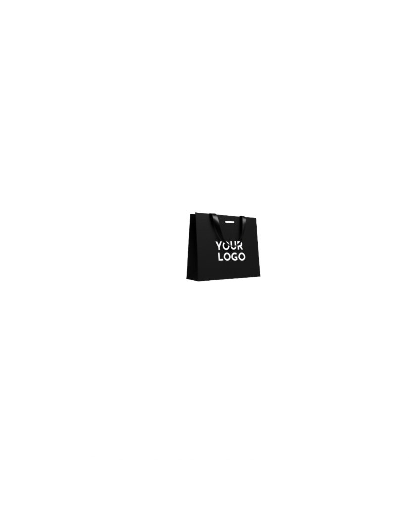 Luxus-Papiertüte Schwarz – schwarze Henkel – XS (16 x 8 x 16 cm)