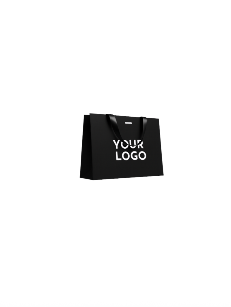 Luxus-Papiertüte Schwarz – schwarze Henkel – S (25 x 10 x 20 cm)