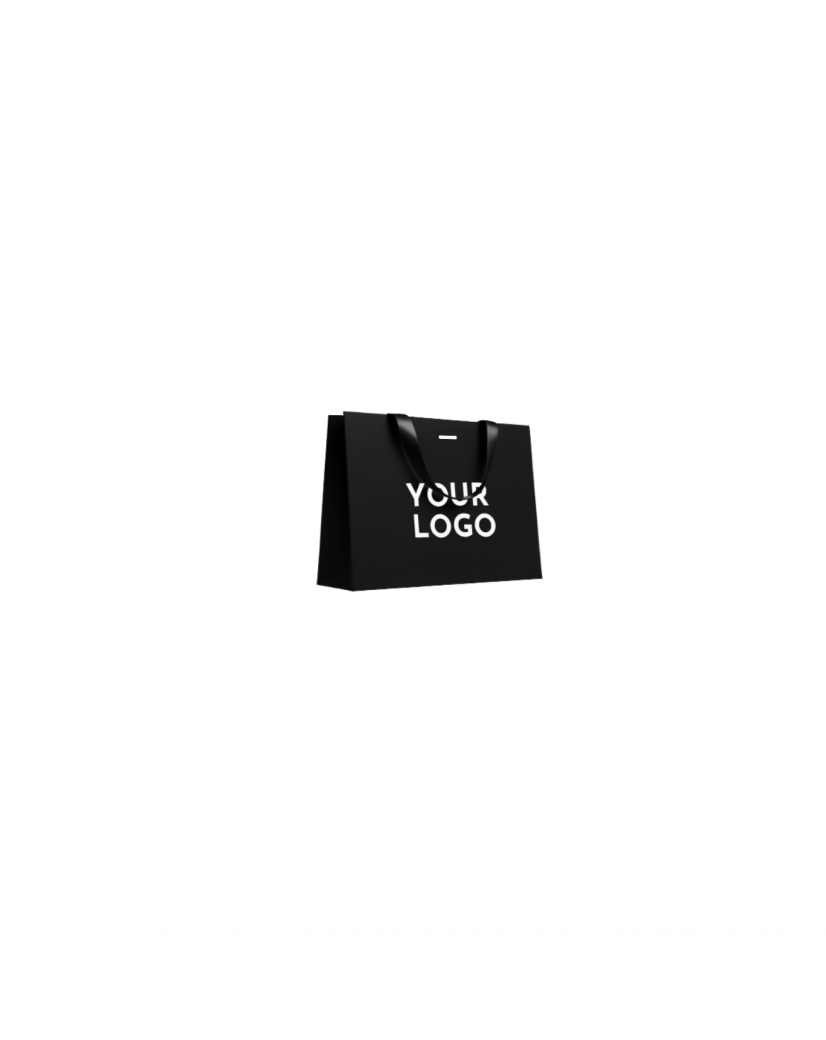 Luxus-Papiertüte Schwarz – schwarze Henkel – S (25 x 10 x 20 cm)
