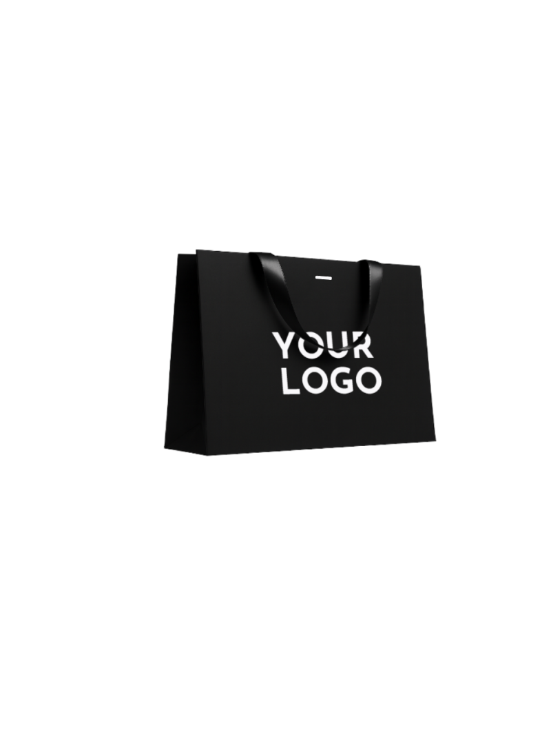 Black Luxury Paper Bag – black handles – M (35 x 12 x 25 cm)