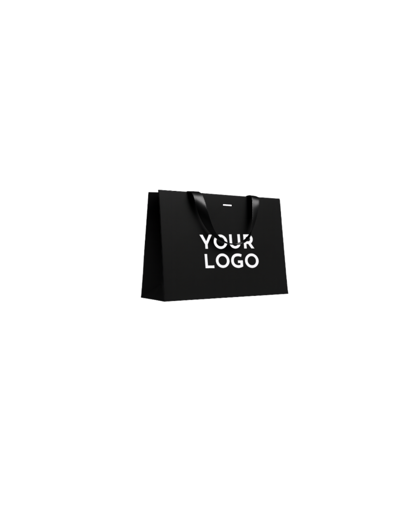 Luxus-Papiertüte Schwarz – schwarze Henkel – M (35 x 12 x 25 cm)