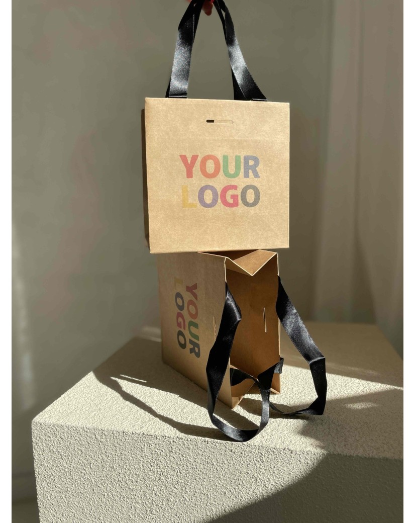 Kraft Luxury Paper Bag – black handles – XS (16 x 8 x 16 cm)