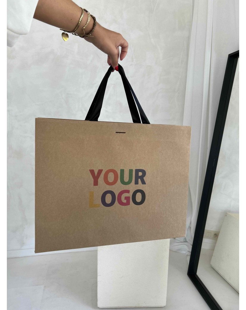 Kraft Luxury Paper Bag – black handles – L (45 x 14 x 35 cm)