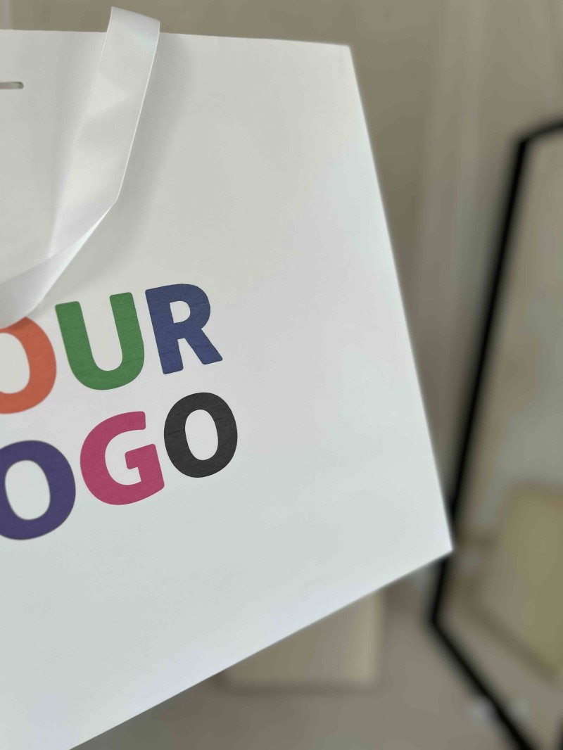 Bolsa de papel de lujo blanca – asas blancas – L (45 x 14 x 35 cm)