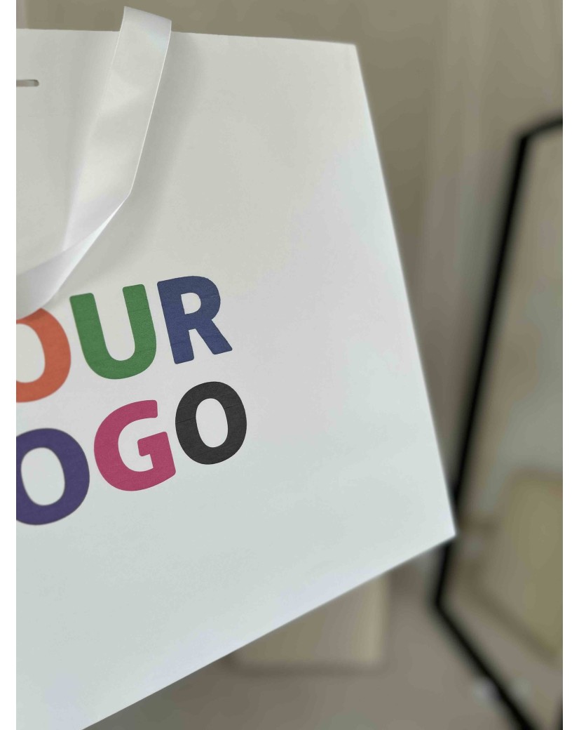 White Luxury Paper Bag – white handles – L (45 x 14 x 35 cm)