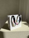 LUXURY PAPER BAG WHITE – BLACK HANDLES – XS (16x8x16 cm)