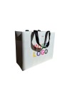 Sac papier Luxe Blanc Express  - poignées noires - S (25x10x20cm)
