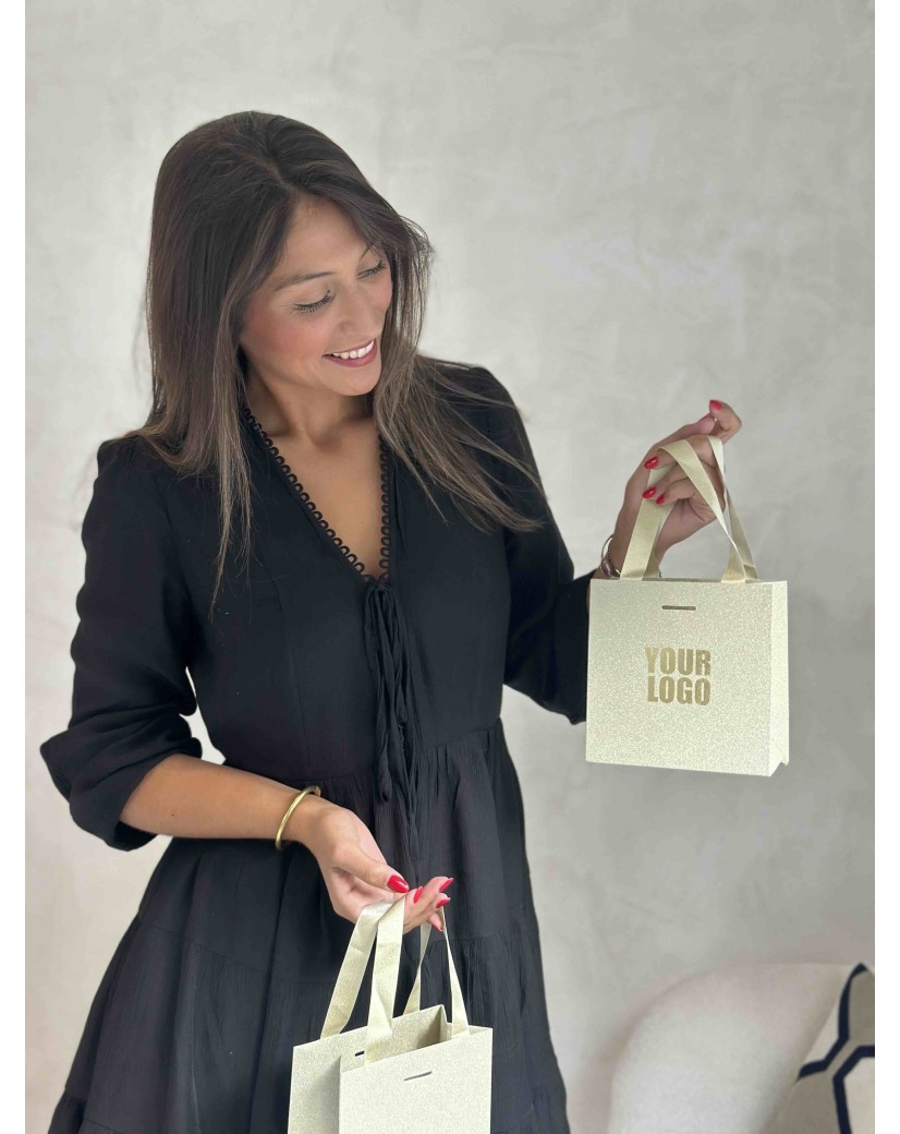 Sac papier Luxe Gold pailleté - XS (16x8x16cm)