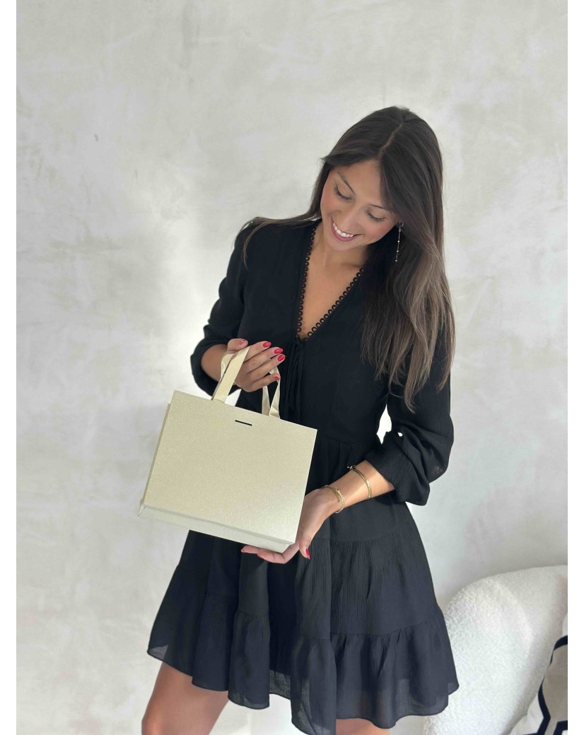 Sac papier Luxe Gold pailleté - S (25x10x20cm)