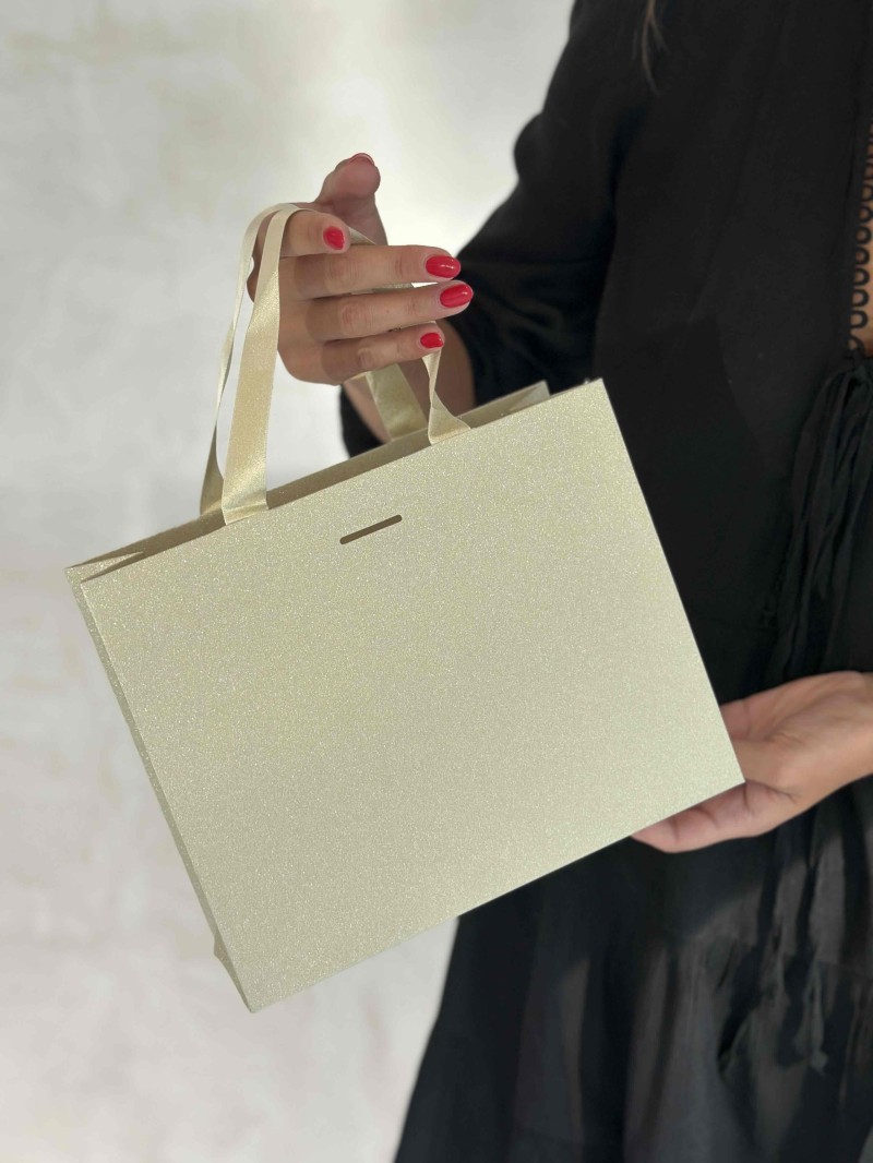 Sac papier Luxe Gold pailleté - S (25x10x20cm)