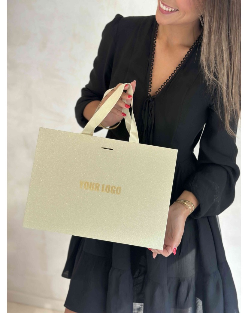 Sac papier Luxe Gold pailleté - M (35x12x25cm)