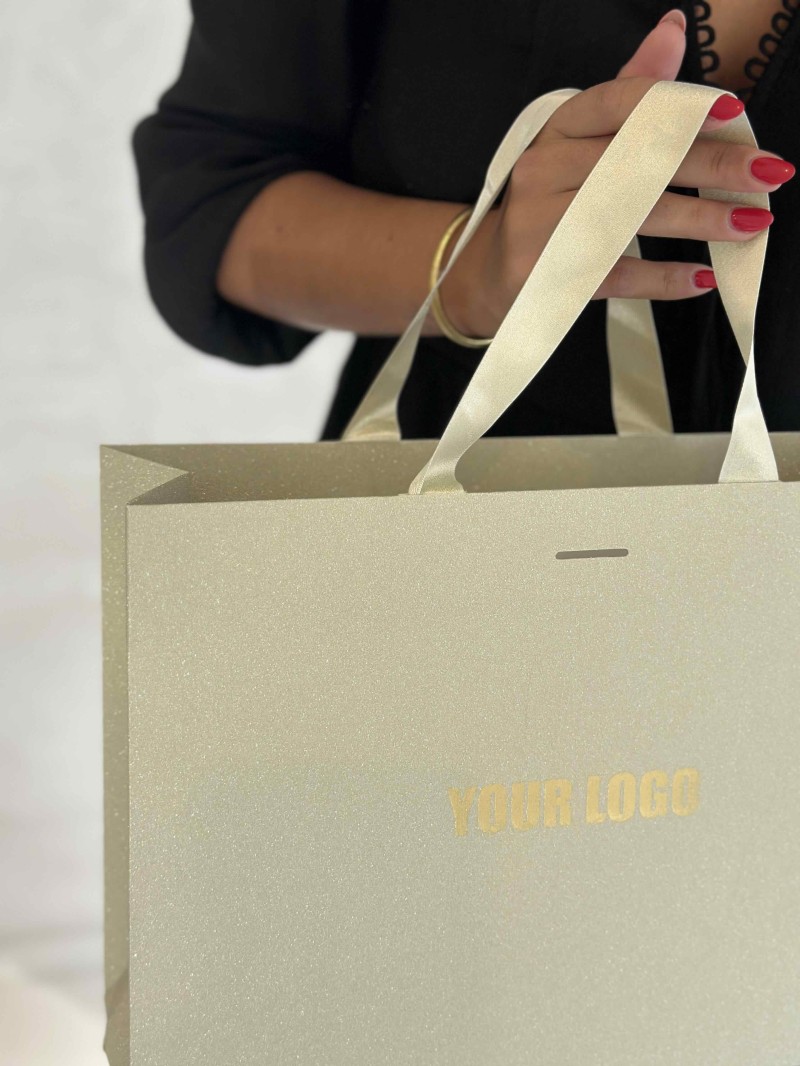 Sac papier Luxe Gold pailleté - M (35x12x25cm)