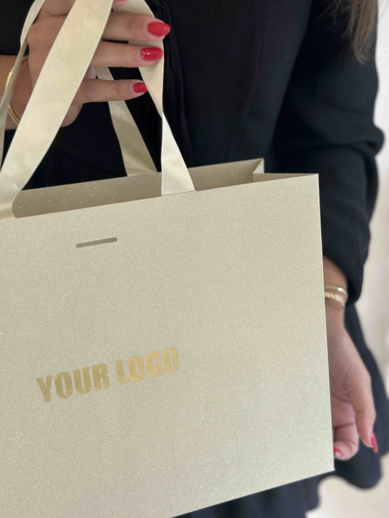 Sac papier Luxe Gold pailleté - M (35x12x25cm)