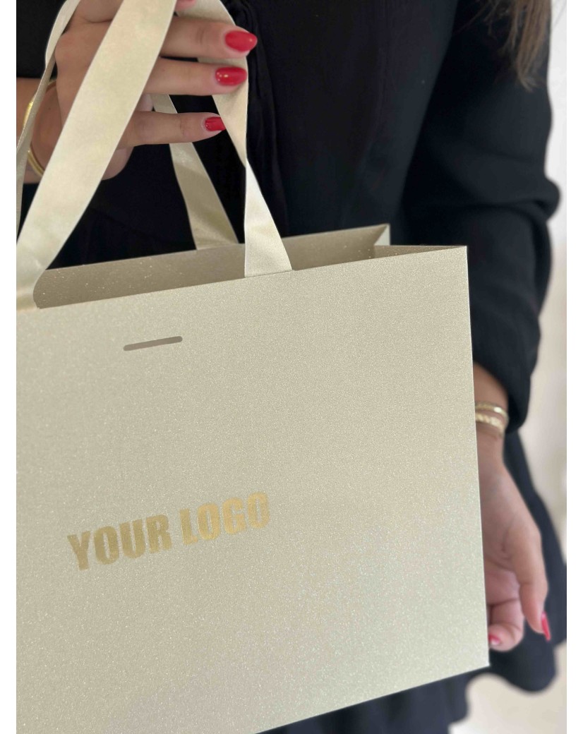 Sac papier Luxe Gold pailleté - M (35x12x25cm)