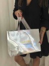 BOLSA DE PAPEL LUJO PLATEADA EFECTO ESPEJO – M (35x12x25 cm)
