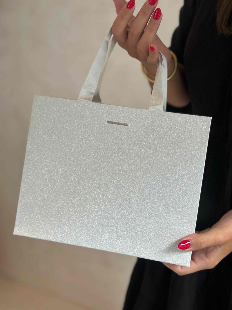 Sac papier Luxe Silver pailleté - S (25x10x20cm)