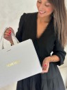 Sac papier Luxe Silver pailleté Express - M (35x12x25cm)