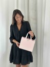 Luxe papieren tas roze - Roze handvaten - S (25x10x20CM)
