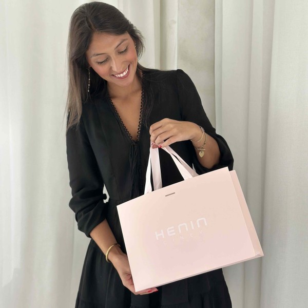LUXURY PAPER BAG PINK – PINK HANDLES – M (35x12x25 cm)