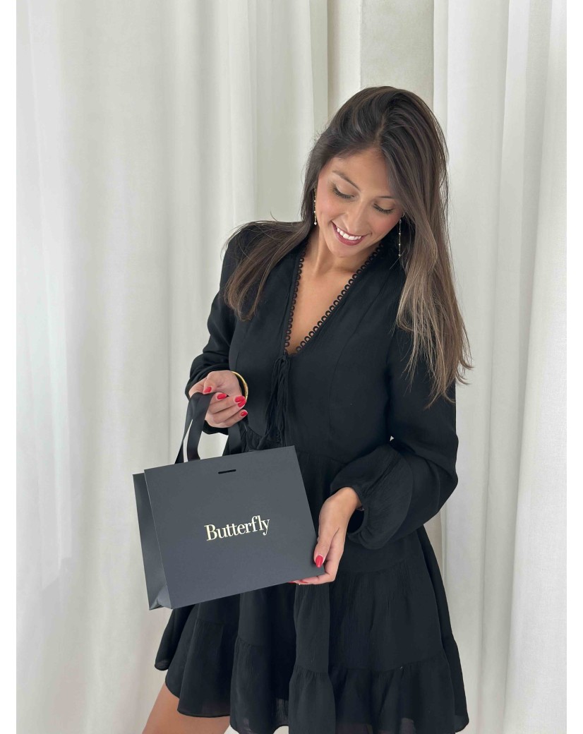 Black Luxury Paper Bag – black handles – S (25 x 10 x 20 cm)