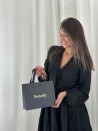 Black Luxury Paper Bag – black handles – S (25 x 10 x 20 cm)