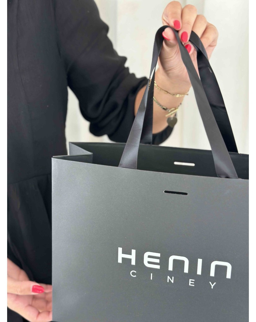 Black Luxury Paper Bag – black handles – M (35 x 12 x 25 cm)