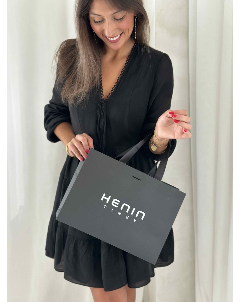 Black Luxury Paper Bag – black handles – M (35 x 12 x 25 cm)