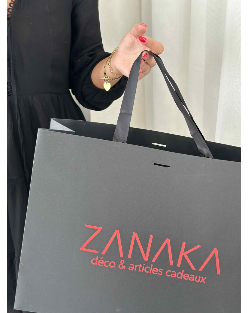 Bolsa de papel de lujo negra – asas negras – L (45 x 14 x 35 cm)