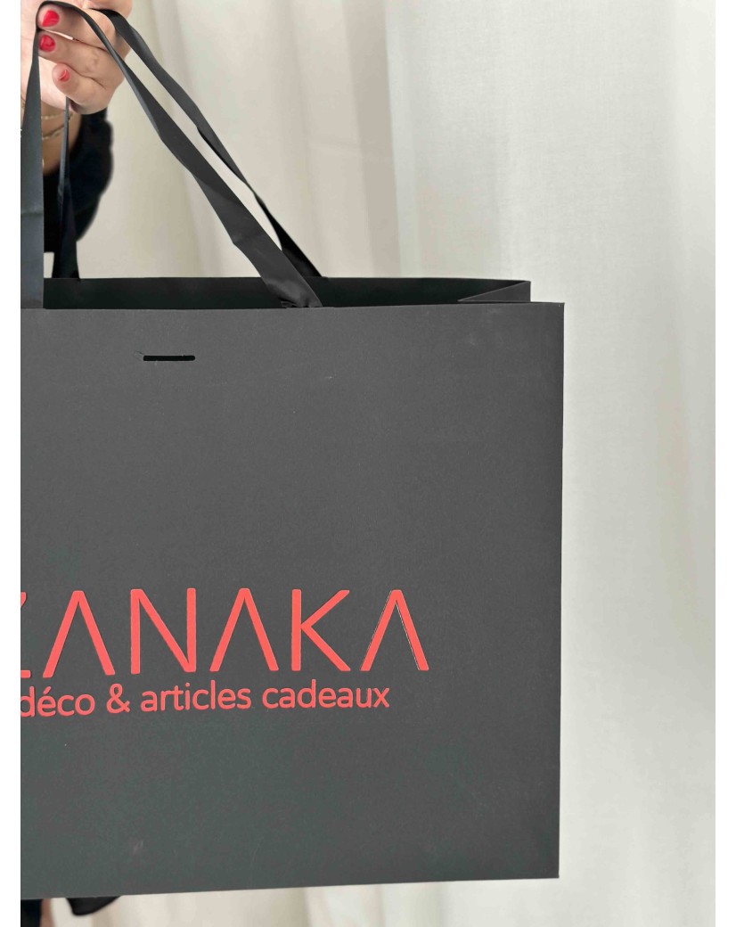 Luxus-Papiertüte Schwarz – schwarze Henkel – L (45 x 14 x 35 cm)