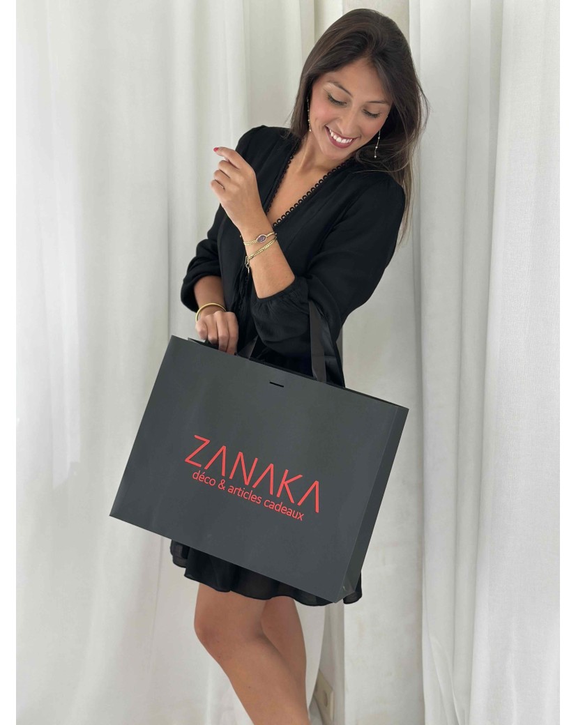 Bolsa de papel de lujo negra – asas negras – L (45 x 14 x 35 cm)