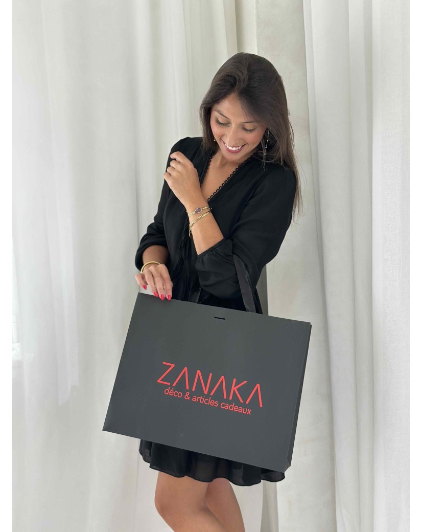 Bolsa de papel de lujo negra – asas negras – L (45 x 14 x 35 cm)