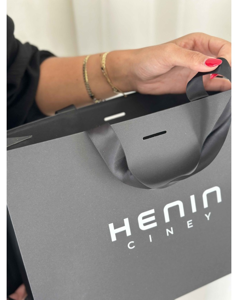 Black Luxury Paper Bag – black handles – S (25 x 10 x 20 cm)