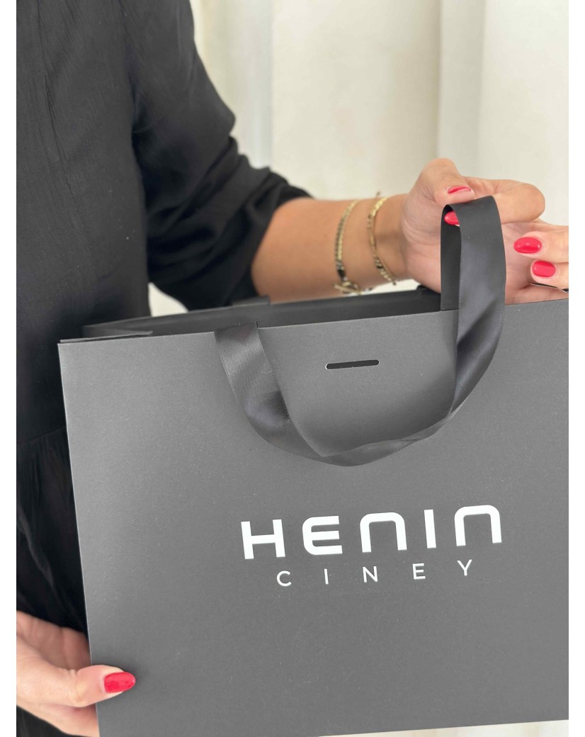 Black Luxury Paper Bag – black handles – S (25 x 10 x 20 cm)