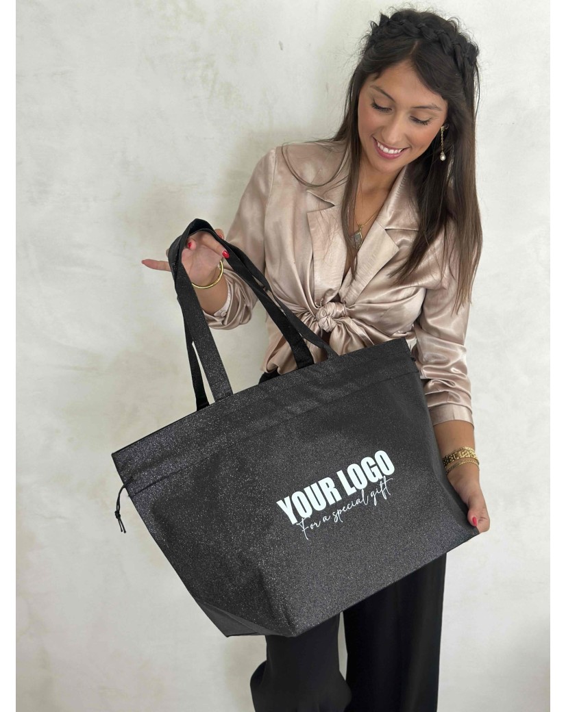 Sac Non Tissé Personnalisé Noir – Cabas Publicitaire modèle Nice Disco L | Moonpack