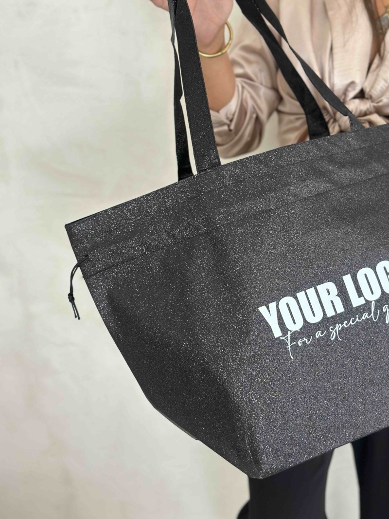 Sac Non Tissé Personnalisé Noir – Cabas Publicitaire modèle Nice Disco L | Moonpack