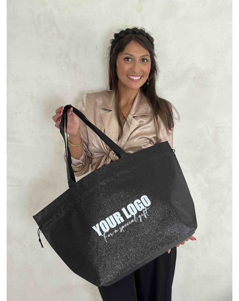 Sac Non Tissé Personnalisé Noir – Cabas Publicitaire modèle Nice Disco L | Moonpack
