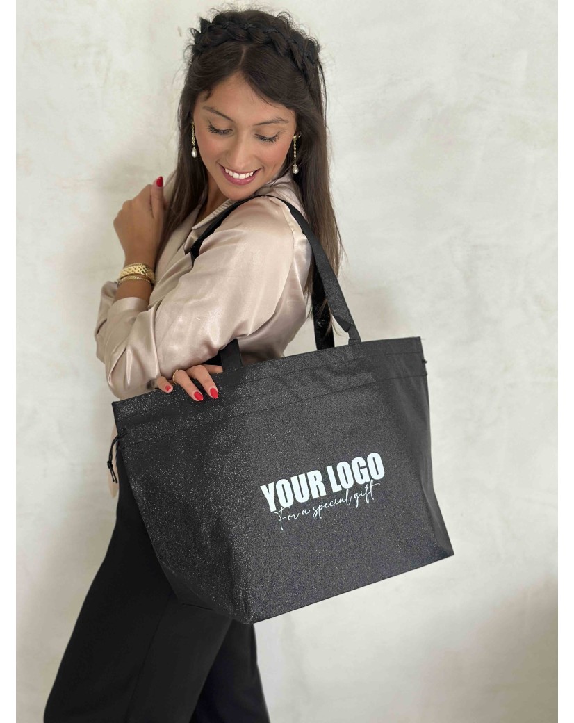 Sac Non Tissé Personnalisé Noir – Cabas Publicitaire modèle Nice Disco L | Moonpack