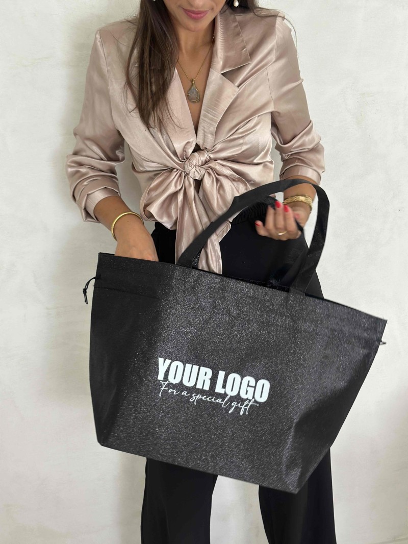 Sac Non Tissé Personnalisé Noir – Cabas Publicitaire modèle Nice Disco L | Moonpack