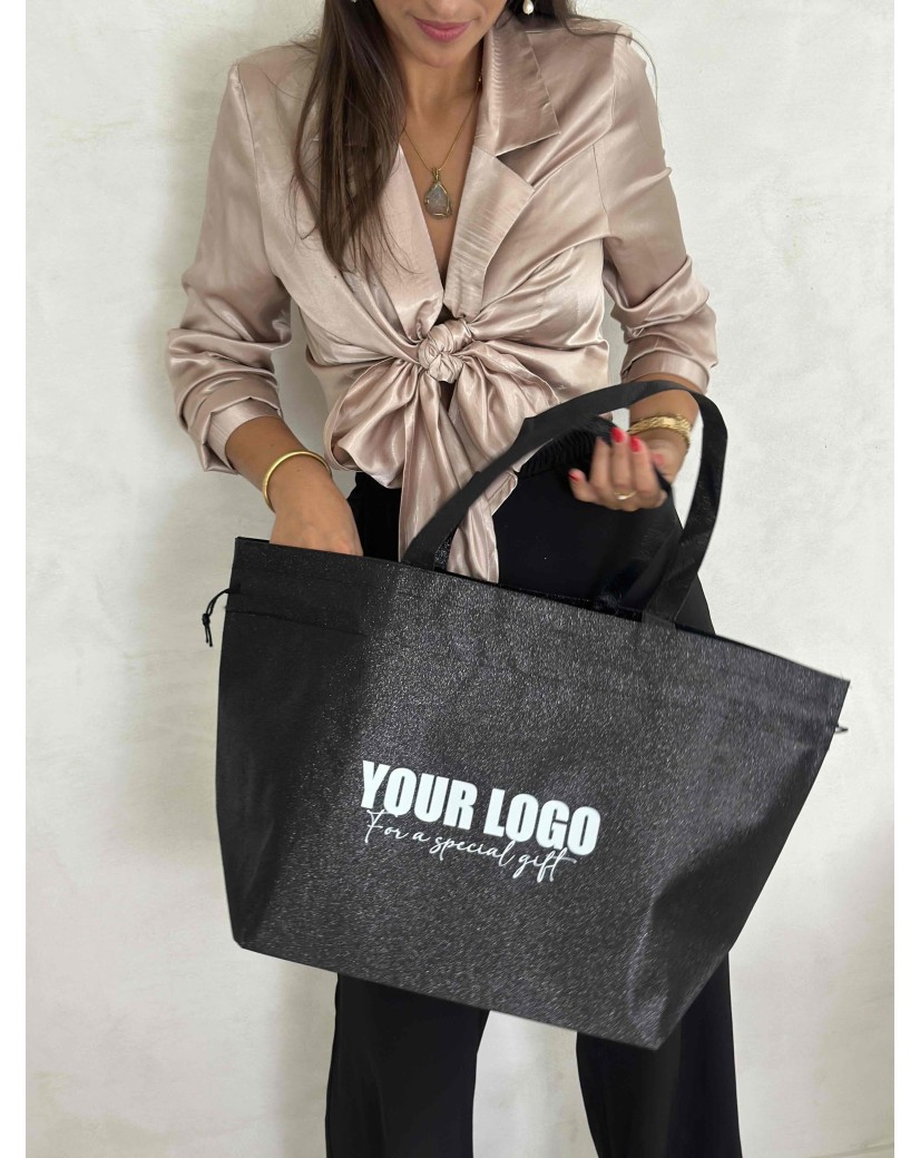 Sac Non Tissé Personnalisé Noir – Cabas Publicitaire modèle Nice Disco L | Moonpack
