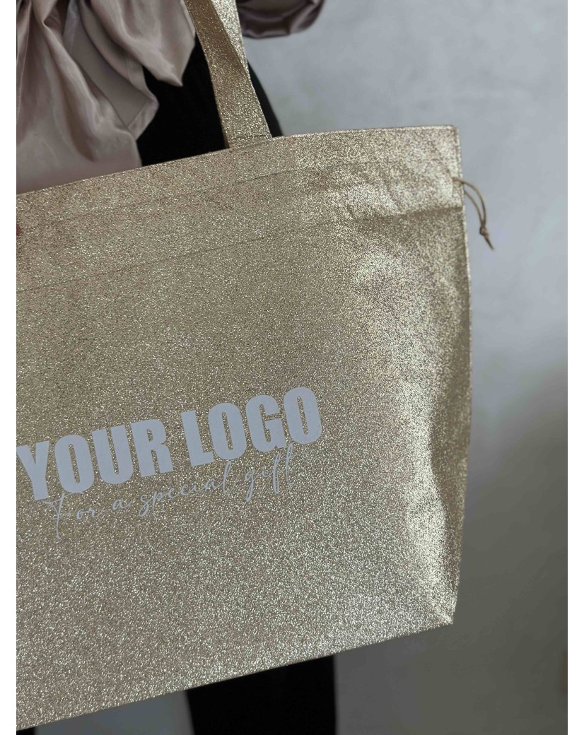 Sac Non Tissé Personnalisé Pailleté Doré – Cabas modèle Nice Disco M | Moonpack