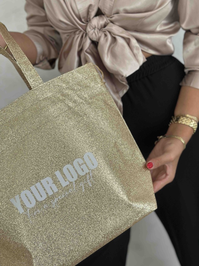 Sac Non Tissé Personnalisé Pailleté Doré – Cabas modèle Nice Disco M | Moonpack