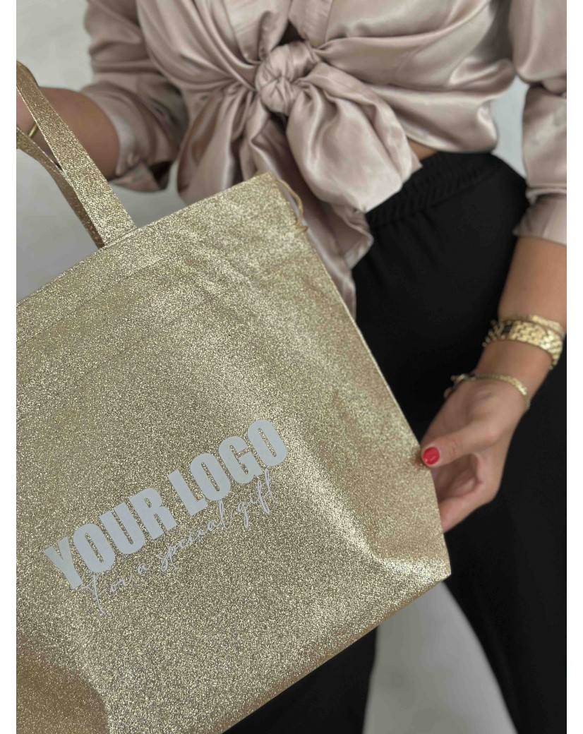 Sac Non Tissé Personnalisé Pailleté Doré – Cabas modèle Nice Disco M | Moonpack