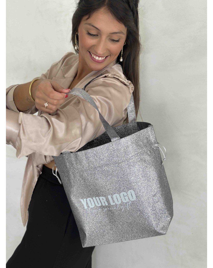 DRAAGTAS NICE - DISCO ZILVER – M (40x14x30cm)